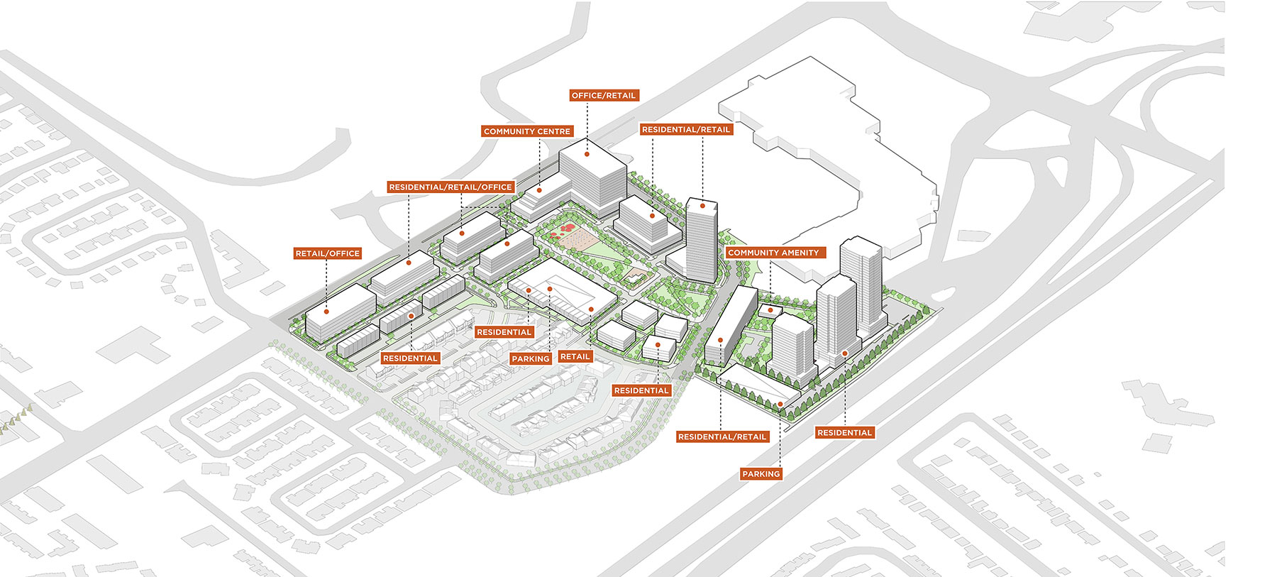 Building use diagram of City Park Master Plan.