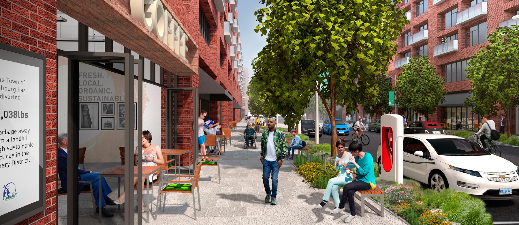 Proposed streetscape rendering of Spring Street within The Tannery District.